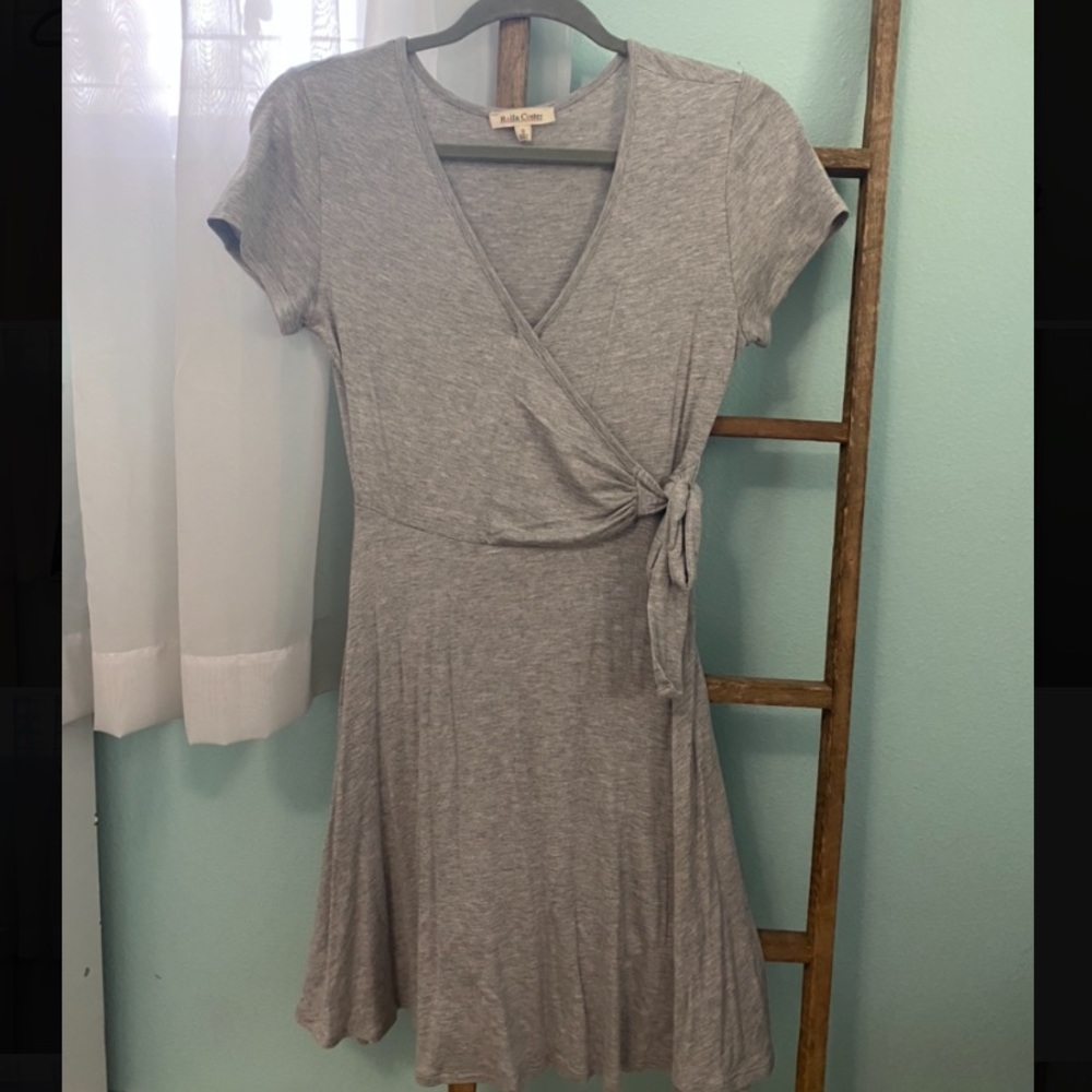 Grey side tie dress